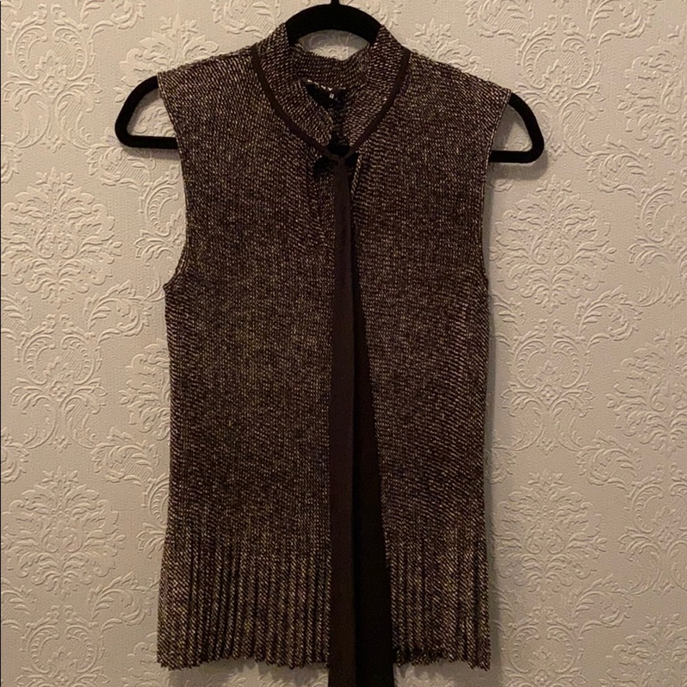 DKNY pleated tie neck sleeveless top